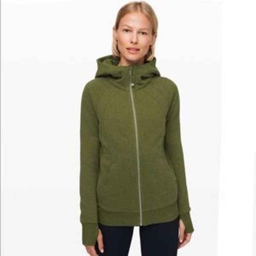 Lululemon Scuba Hoodie Light Cotton Terry Fleece Heathered Everglades Sz 4